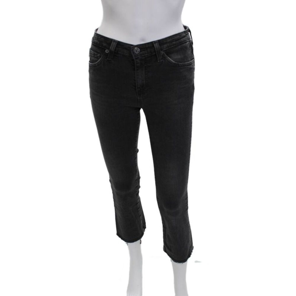 AG-ED Denim Womens Skinny Cropped Ankle Jeans Dark Gray Low Rise Button Size 25